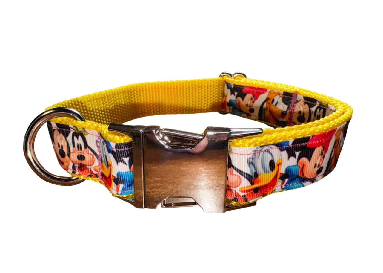 Mickey & Minnie Disney Characters Size Large Heavy Duty Dog Collar with Metal Buckle