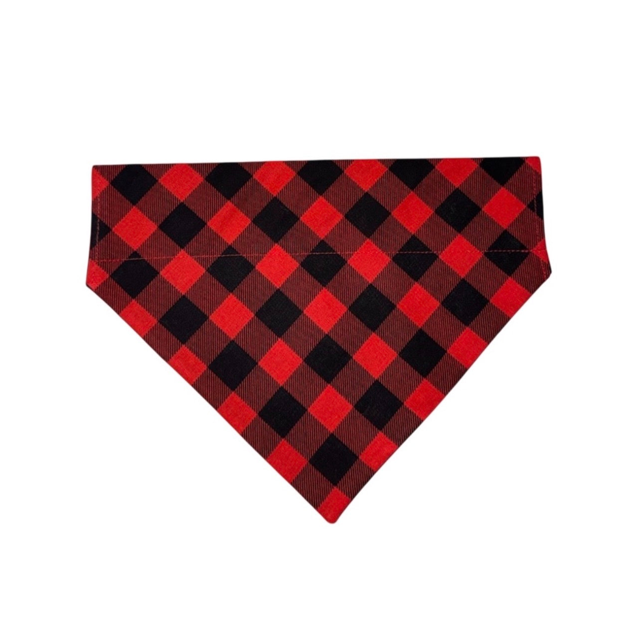 Dog Bandana Size Medium Red Buffalo Plaid Print Dog Handmade Size 9 and 1/4” Wide