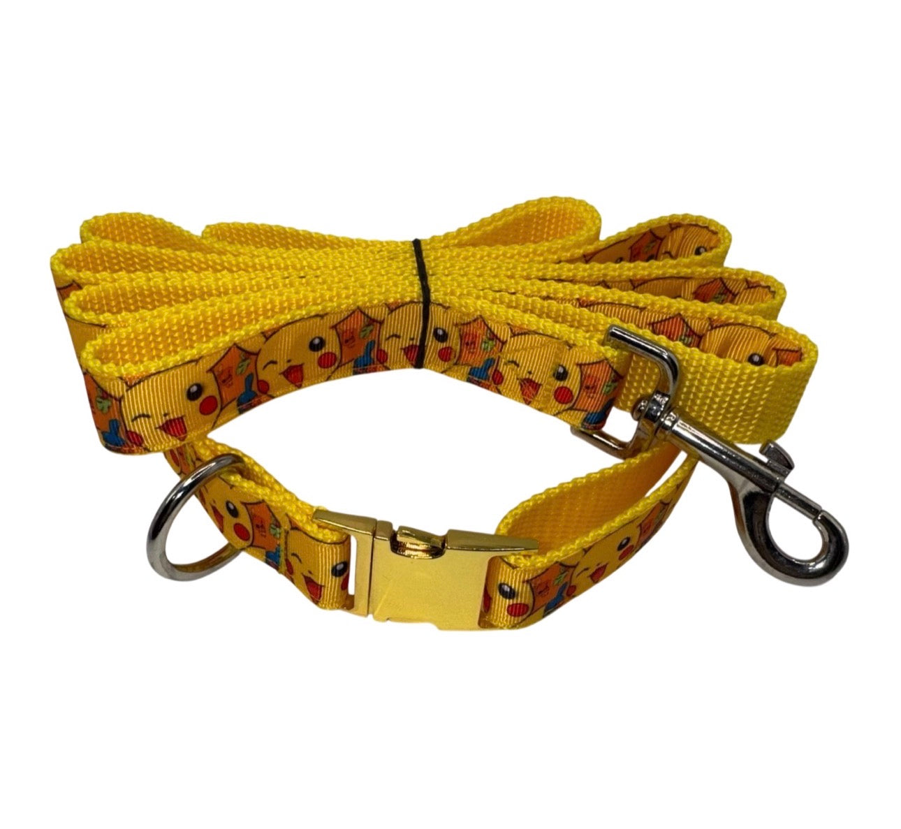Dog Collar & Leash Yellow Pokemon Game Print Large Handmade Heavy Duty NEW