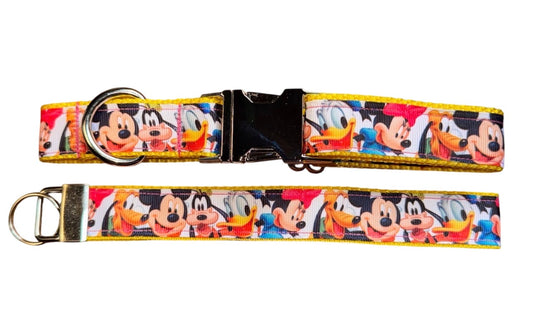 Mickey & Minnie Disney Characters Size Large Heavy Duty Dog Collar with Metal Buckle