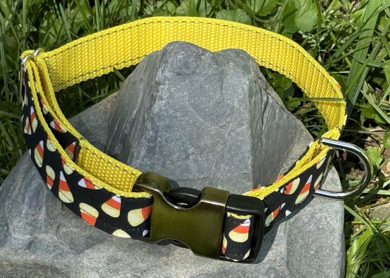 Dog Collar Candy Corn Fall Halloween Large Handmade Heavy Duty W/Buckle NEW