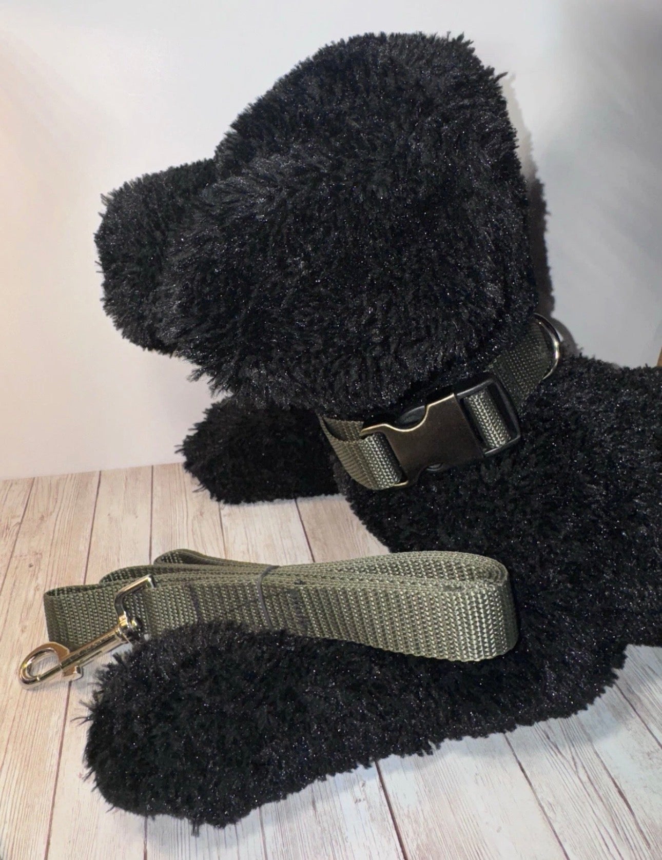 Dog Collar & Leash Hunter Green Woods Large Handmade Heavy Duty NEW