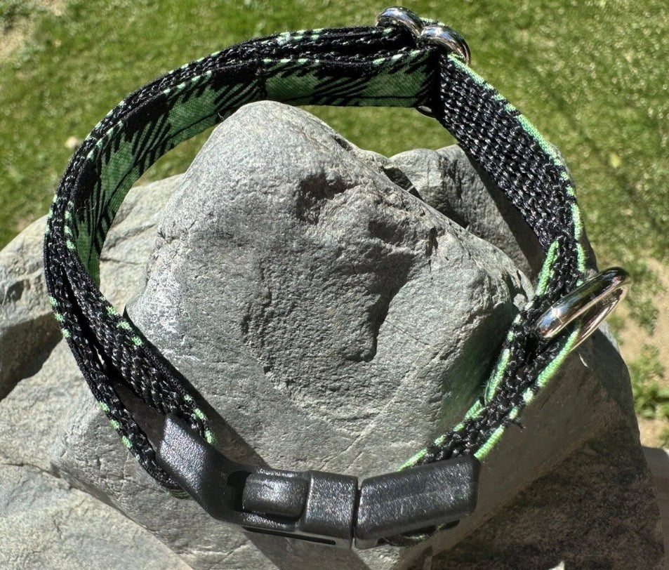 Dog/Cat/Puppy Collar Green Plaid Small Handmade NEW