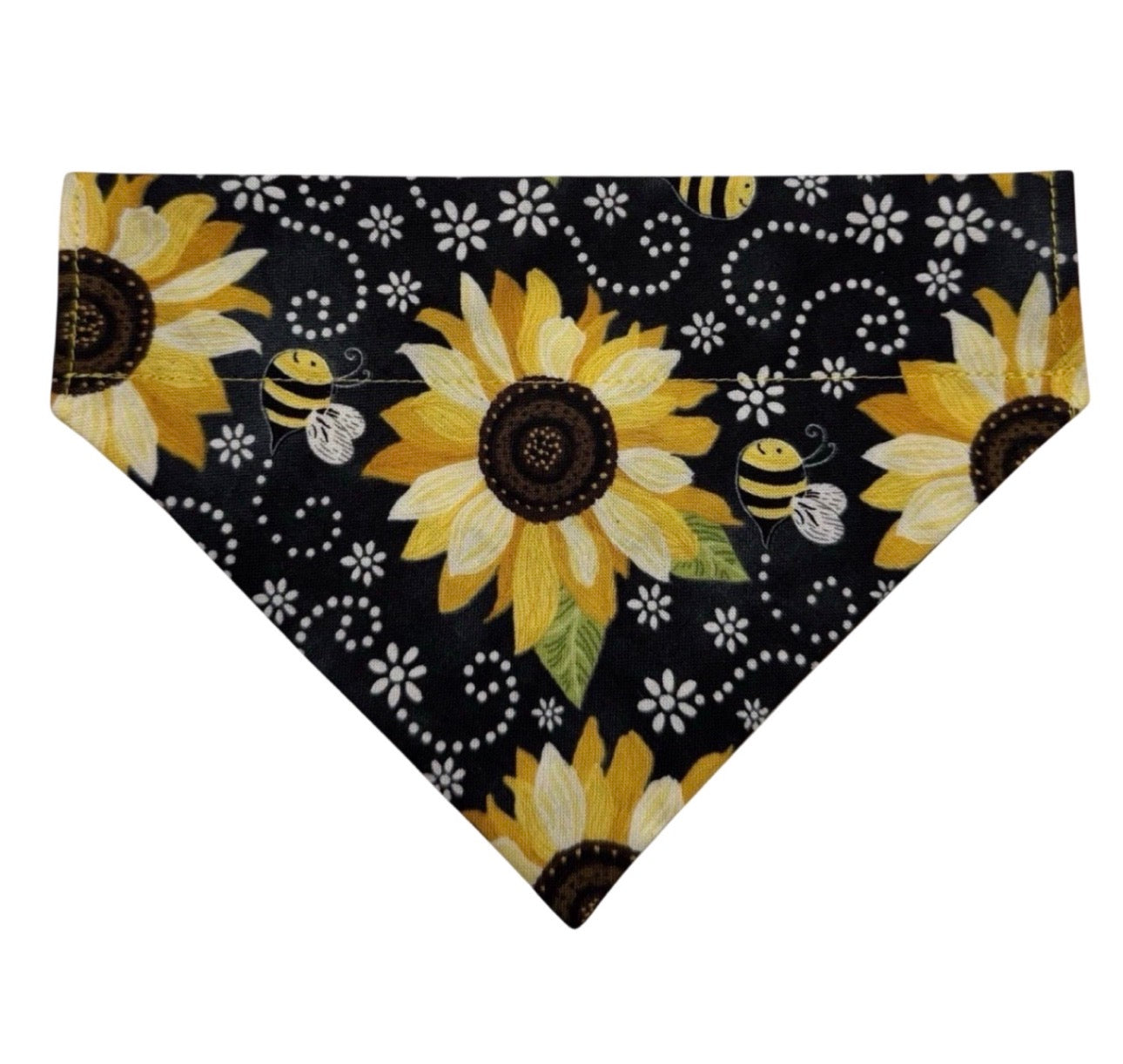 Bandana for Small Dog Sunflower & Bees Handmade