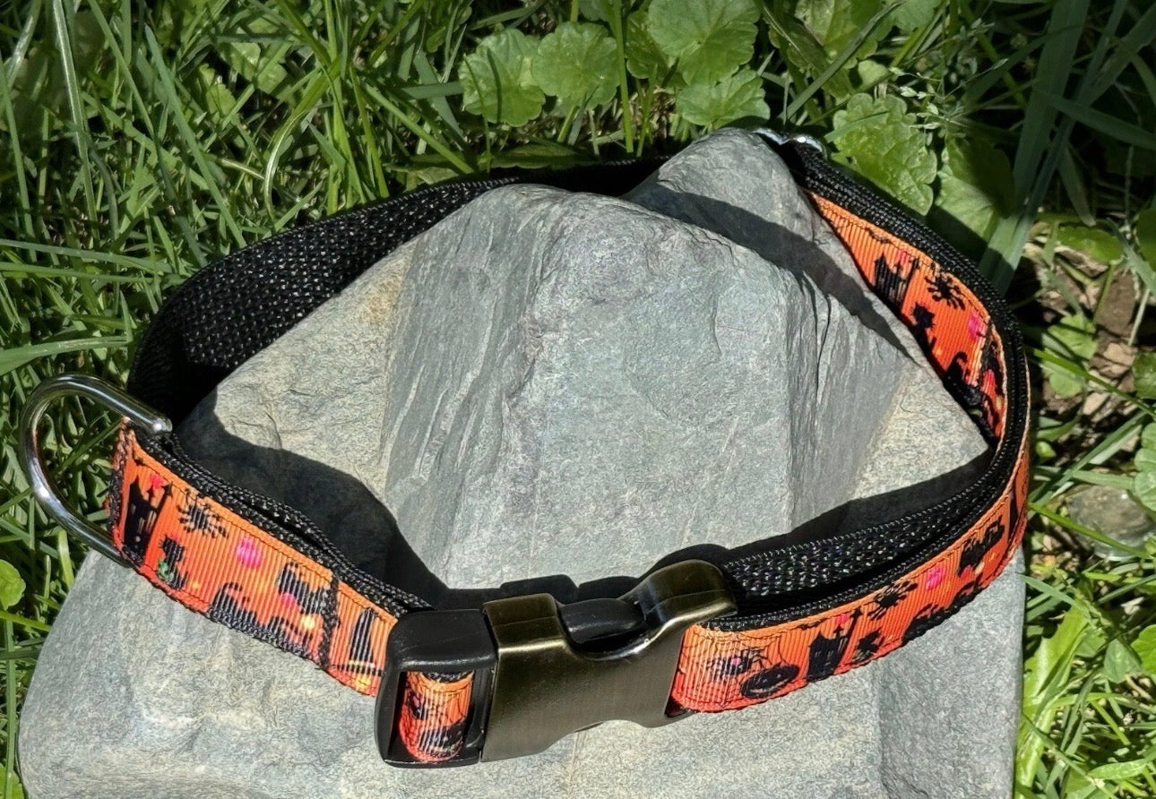 Dog Collar Fall Halloween Spooky Large Handmade Heavy Duty W/Buckle NEW