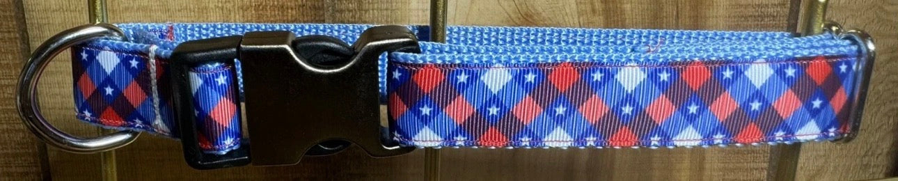 Dog Collar Stars Fourth Of July Patriotic American Flag Large Handmade Heavy NEW