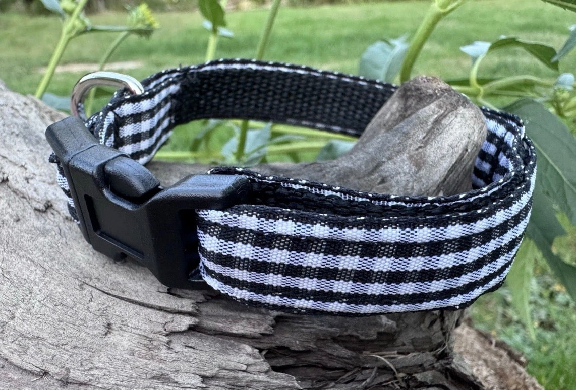 Dog/Cat/Puppy Collar Black Plaid Small Handmade NEW