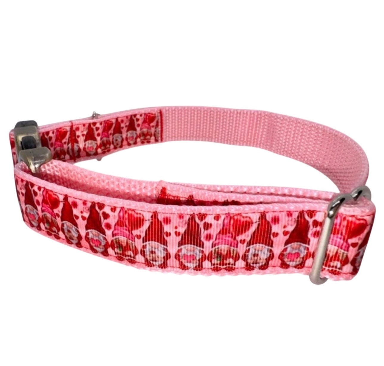 Heavy Duty Handmade Adjustable Size Large Dog Collar Gnomes Valentine’s Day