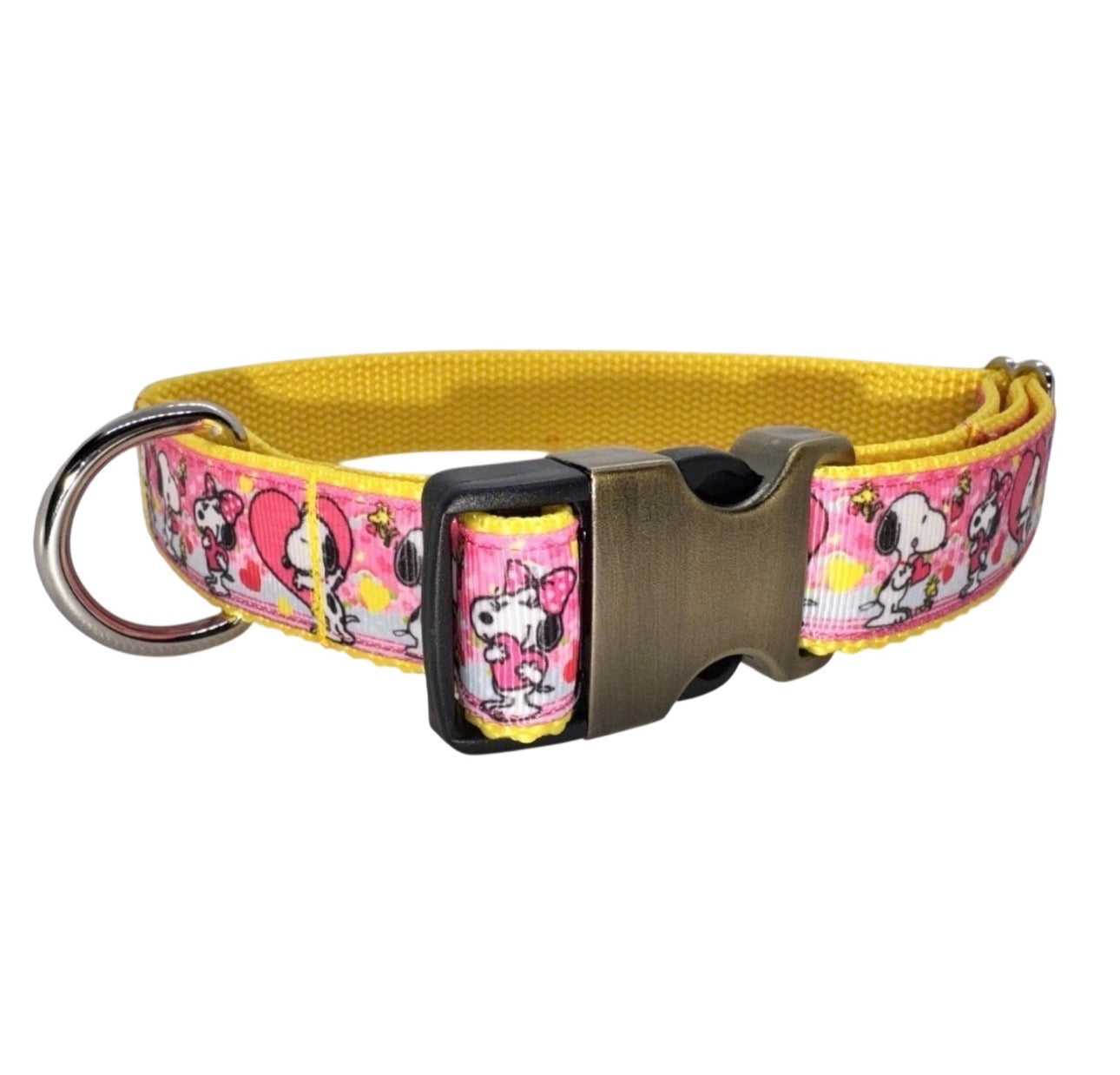Dog Collar Peanuts Snoopy Large Handmade Heavy Duty Valentine’s W/Buckle NEW