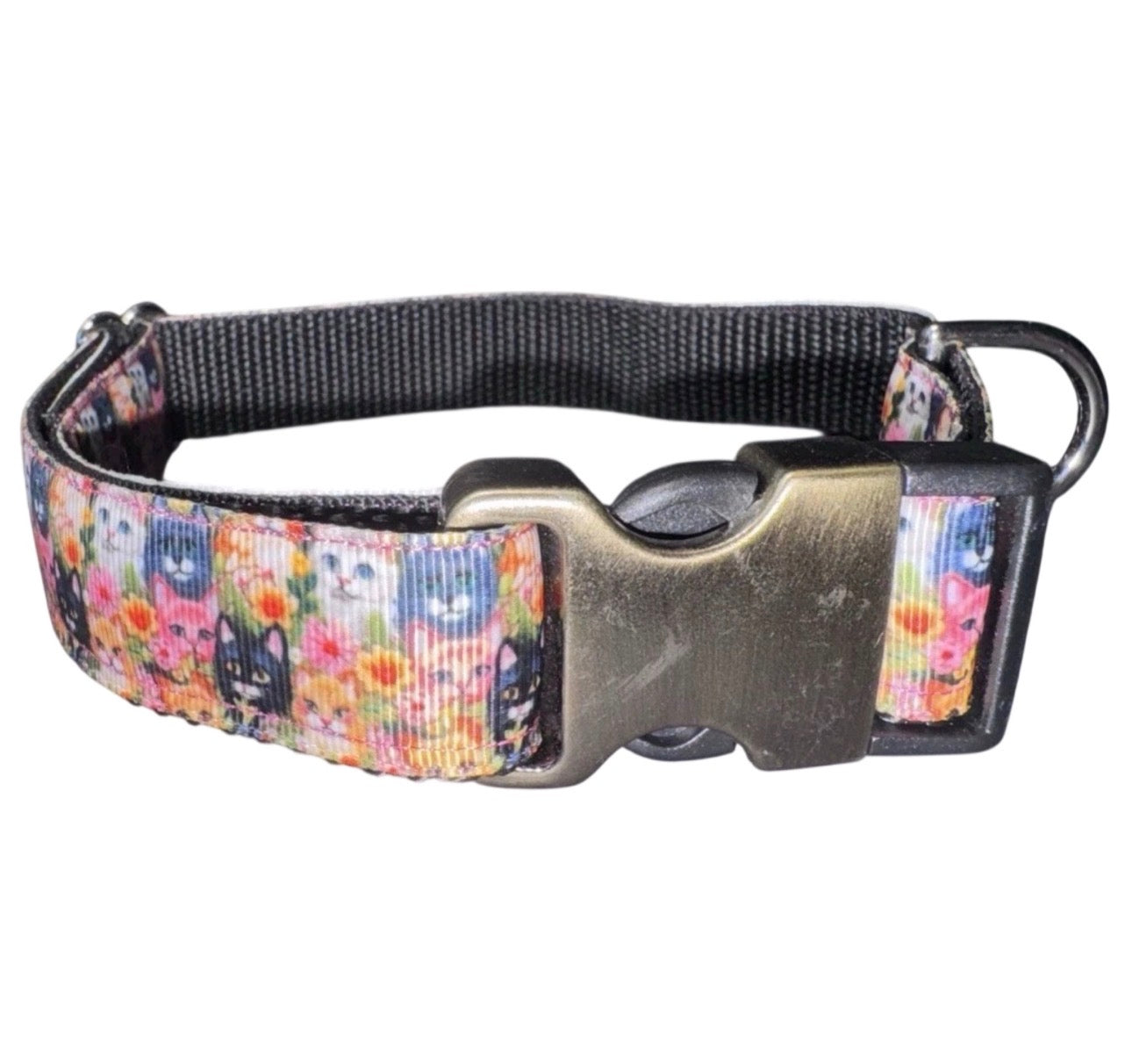 Dog Collar Kittens Cat Print Large Handmade Heavy Duty Pattern NEW
