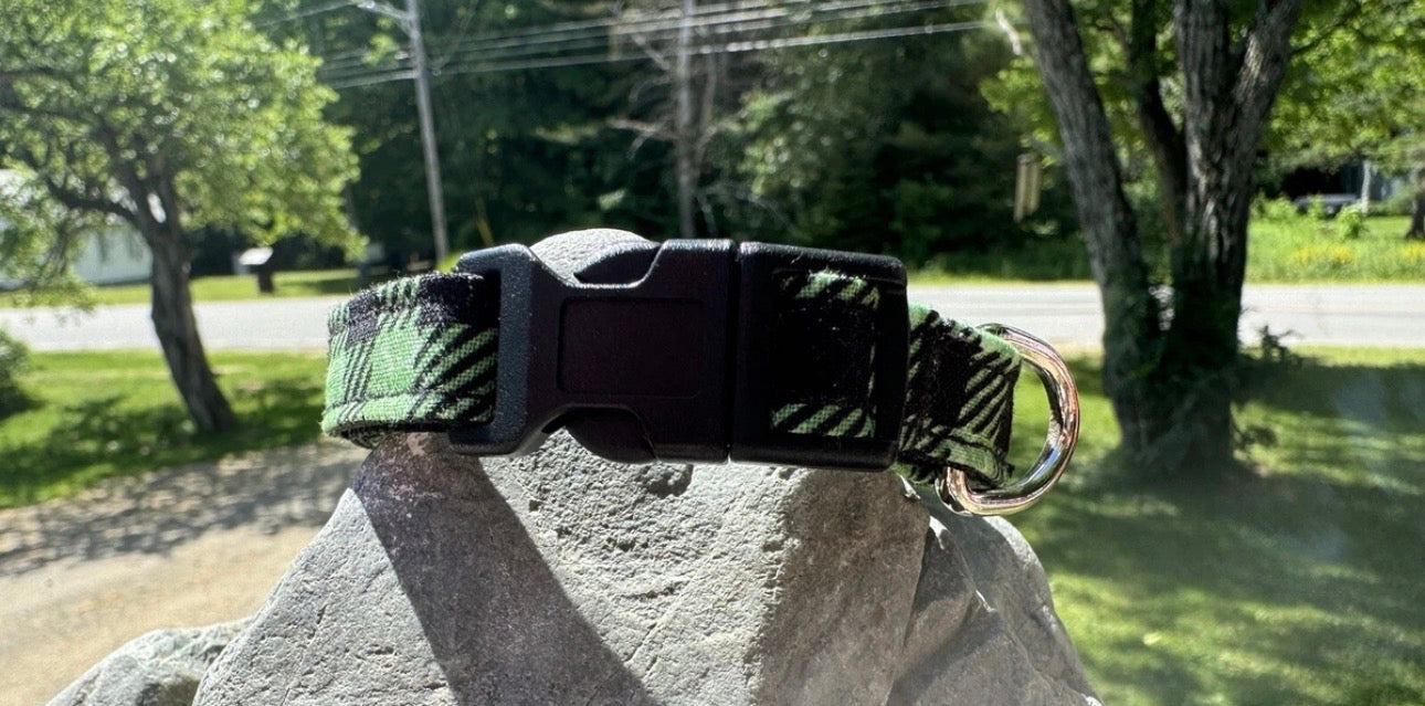 Dog/Cat/Puppy Collar Green Plaid Small Handmade NEW
