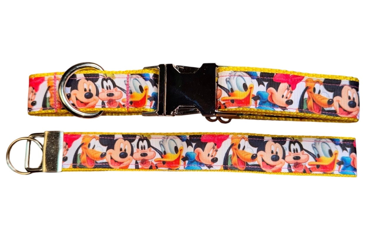 Mickey & Minnie Disney Characters Size Large Heavy Duty Dog Collar with Metal Buckle