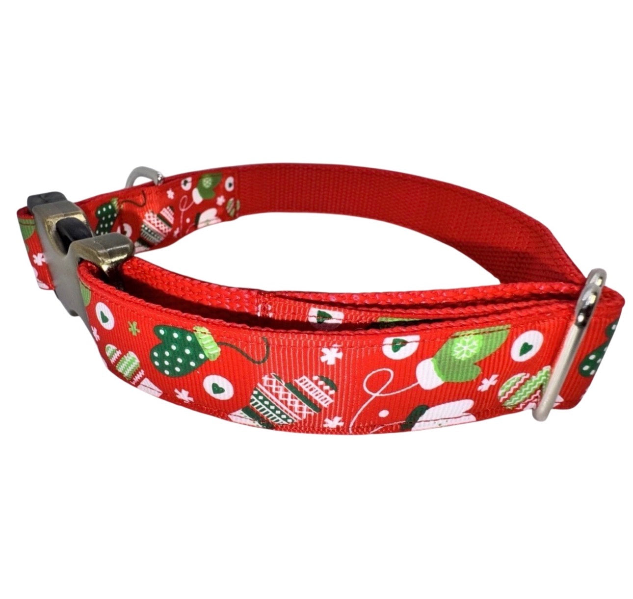 Dog Collar Red Snowman Christmas Holiday Large Handmade Heavy Duty W/Buckle NEW