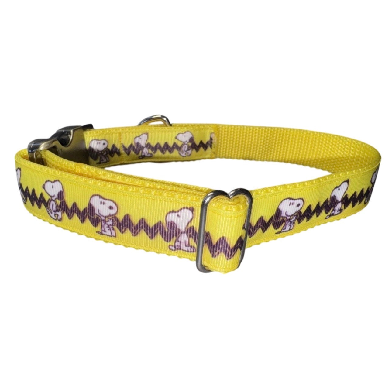 Dog Collar Peanuts Gang Snoopy Large Yellow Handmade Heavy Duty W/Buckle