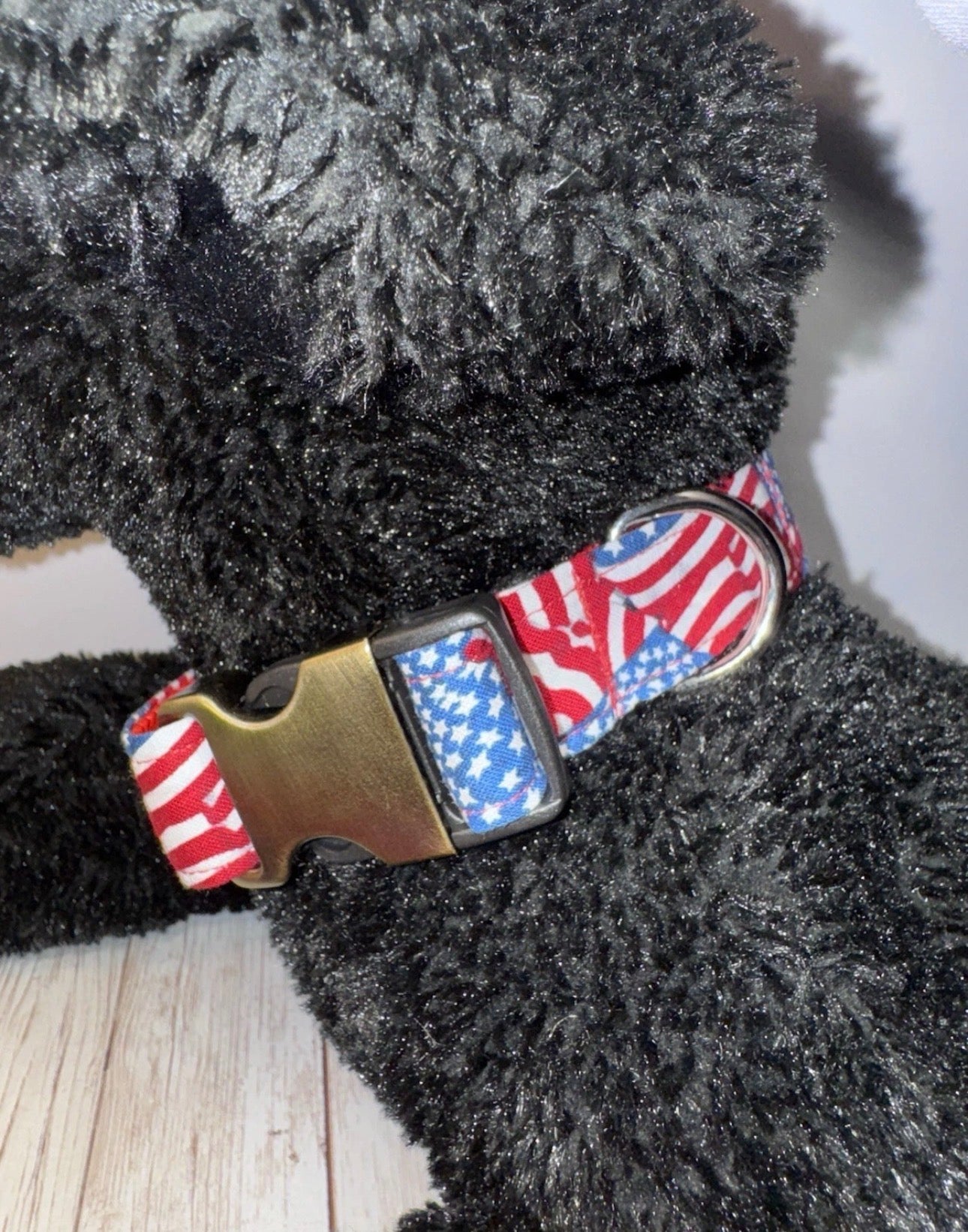 Dog Collar & Leash American Flag Print 4th Of July Large Handmade Heavy Duty NEW