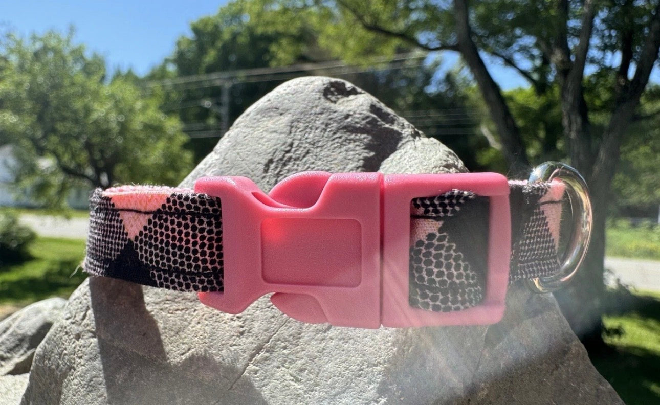 Dog/Cat/Puppy Collar Pink Plaid Small Handmade Heavy Duty NEW
