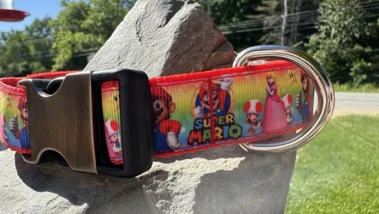 Dog Collar Super Mario Bros Nintendo Video Game Large Handmade Heavy Duty New