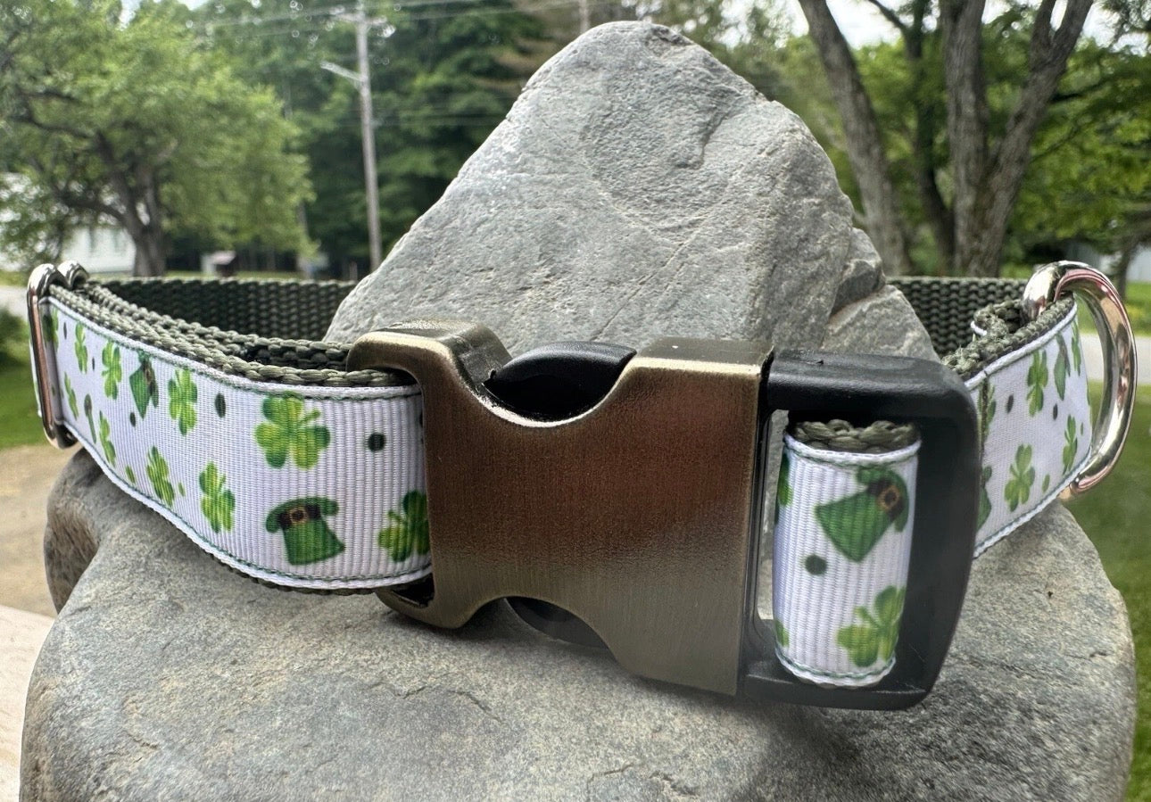 Dog Collar St. Patrick’s Day Green Large Handmade Heavy Duty  NEW