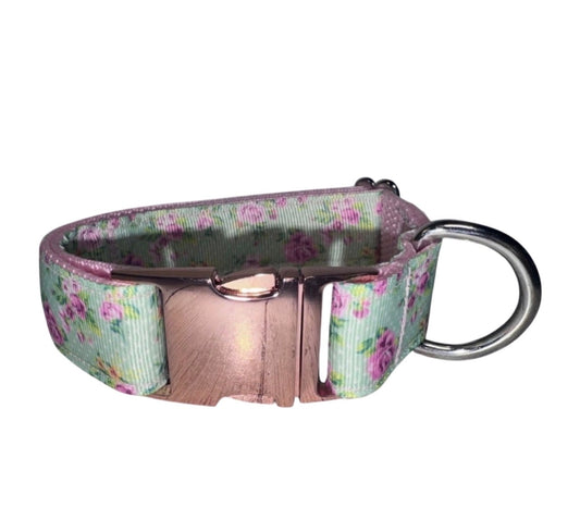 Dog Or Puppy Collar Pink Roses 1” Wide Small Handmade NEW With Metal Buckle