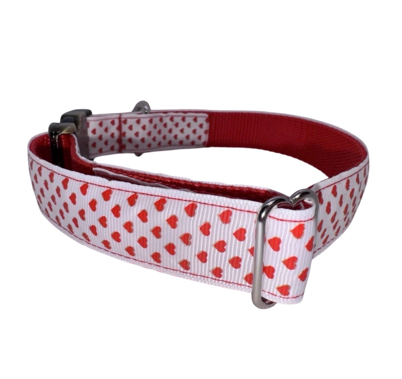 Dog Collar Valentine’s Day Hearts Large Handmade Heavy Duty W/Buckle NEW