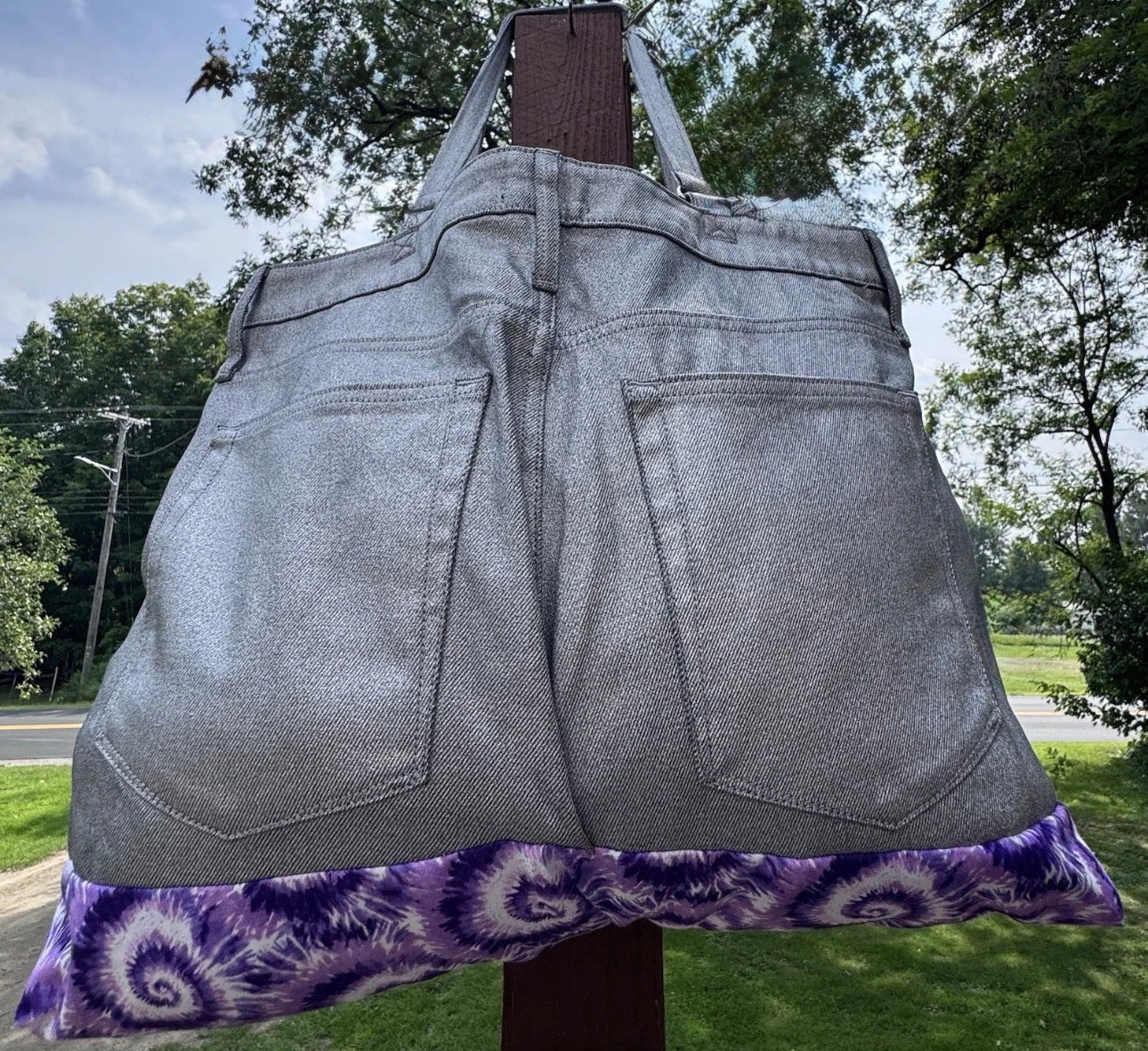 Jeans Handmade Large Repurposed Recycled Jeans Bag Tote For Beach, Groceries, Work, Or Purse