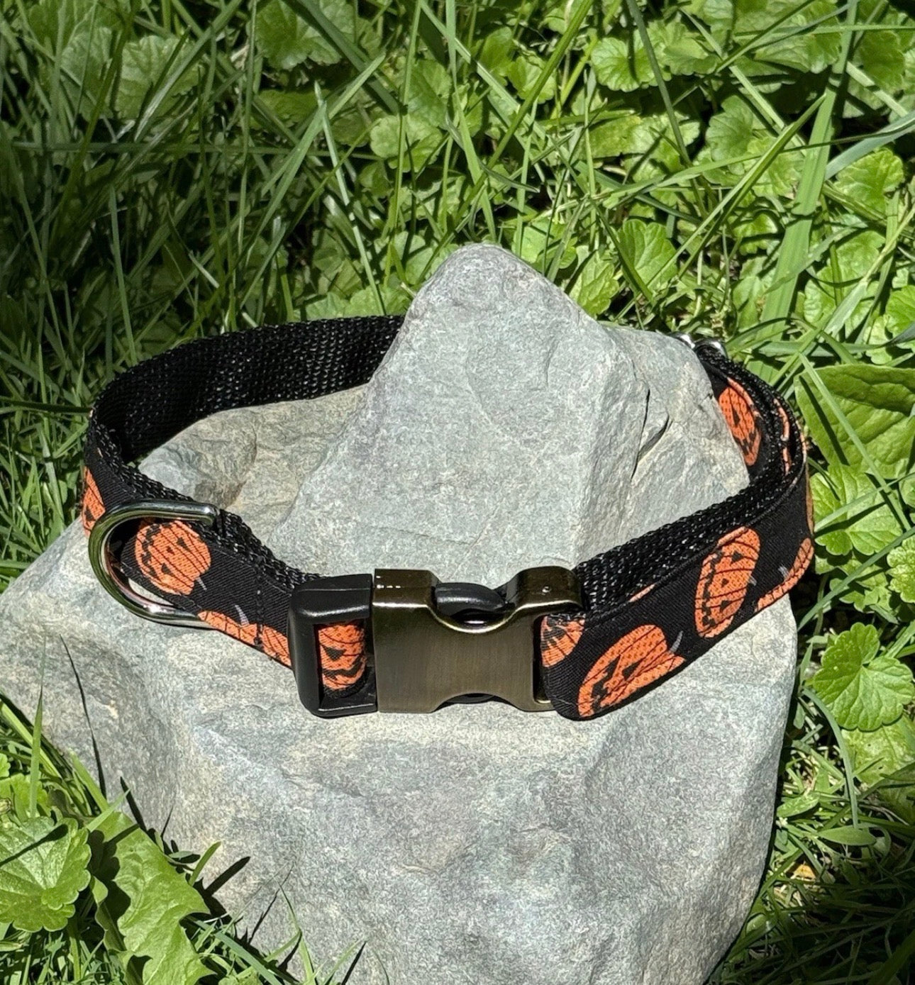 Dog Collar Pumpkins Large Handmade Heavy Duty Fall Orange Halloween W/Buckle NEW