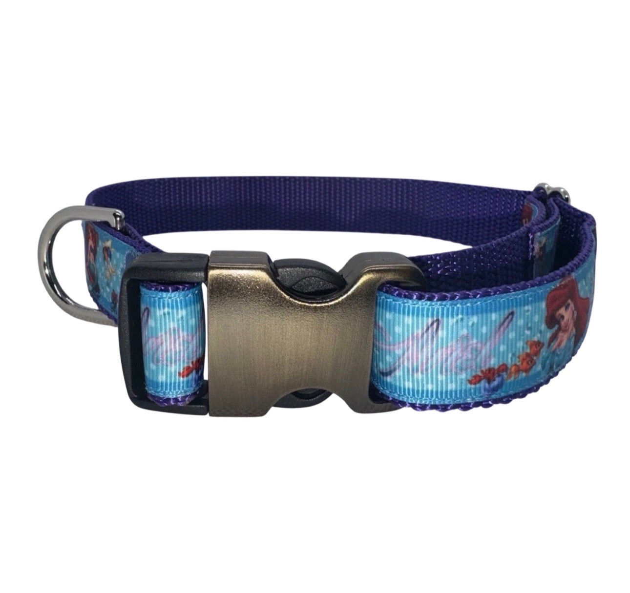 Large Handmade Heavy Duty Dog Collar Ariel The Little Mermaid Disney NEW