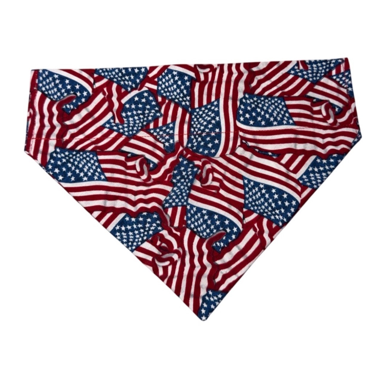 Dog Bandana Size Medium American Flag Print Dog Handmade Size 9 and 1/4” Wide
