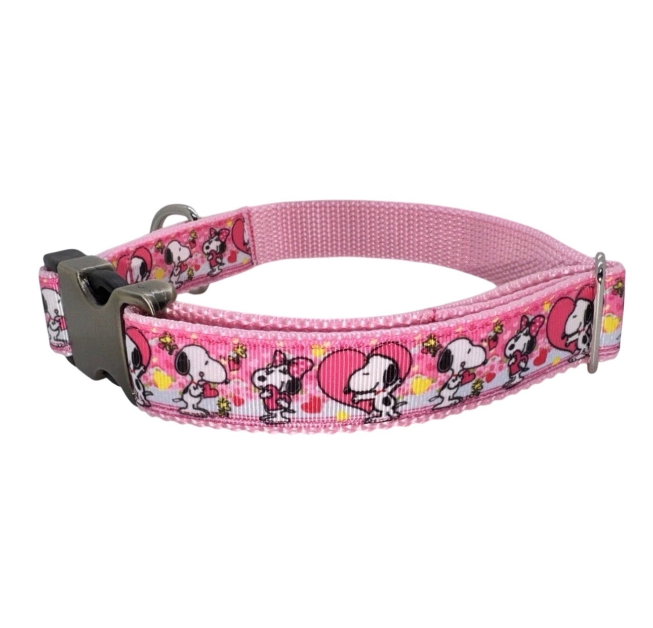 Dog Collar Peanuts Snoopy Valentine’s Large Handmade Heavy Duty  W/Buckle NEW
