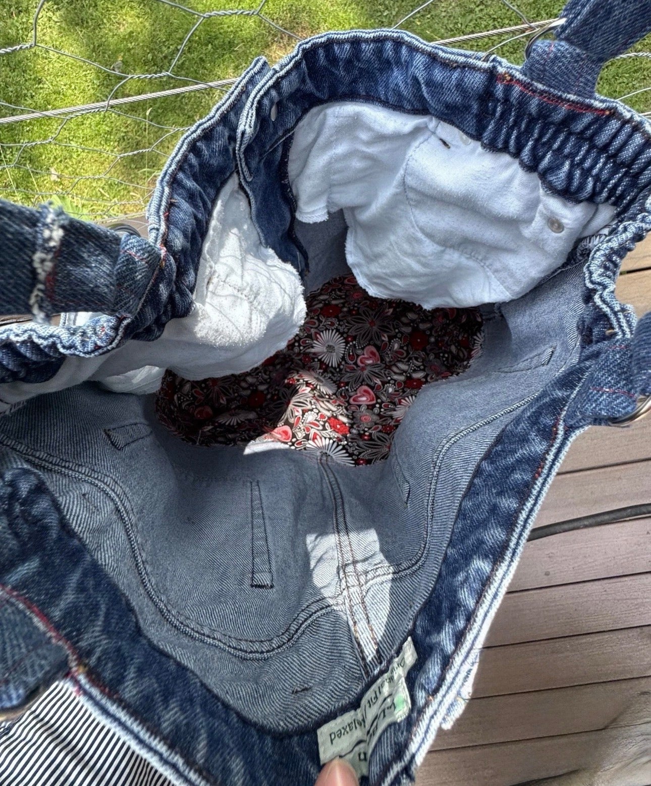 Jeans Handmade Large Repurposed Denim Blue Jeans Bag Tote For Beach, Groceries, Work, Or Purse