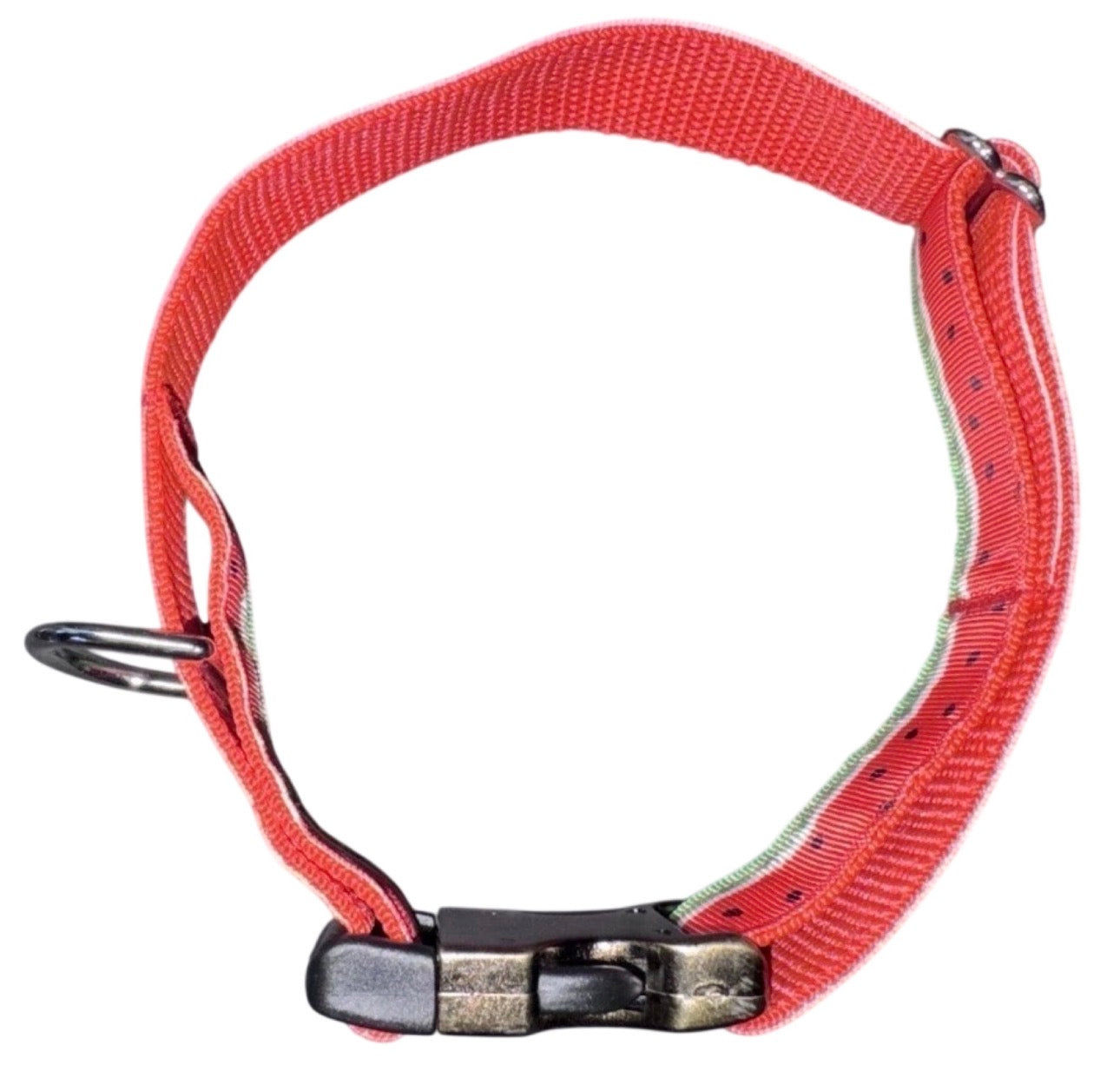 Dog Collar Green & Red Watermelon Summer 4th July Large Handmade W/Buckle NEW