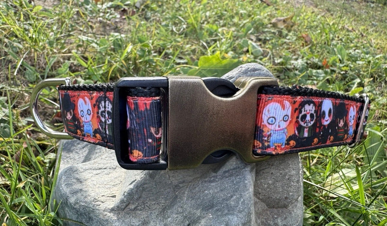 Dog Collar Halloween Chucky Freddy Horror Large Handmade Heavy Duty NEW
