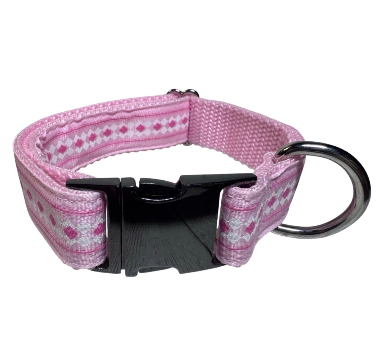Dog Or Puppy Collar Pink Flowers 1” Wide Small Handmade NEW With Metal Buckle