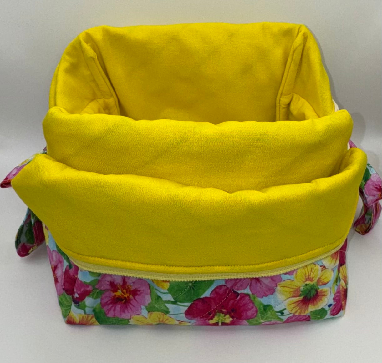 Boxy Makeup Bags Handmade Large Matching Quilted Floral Themed /Toiletry Bags Set Of 2