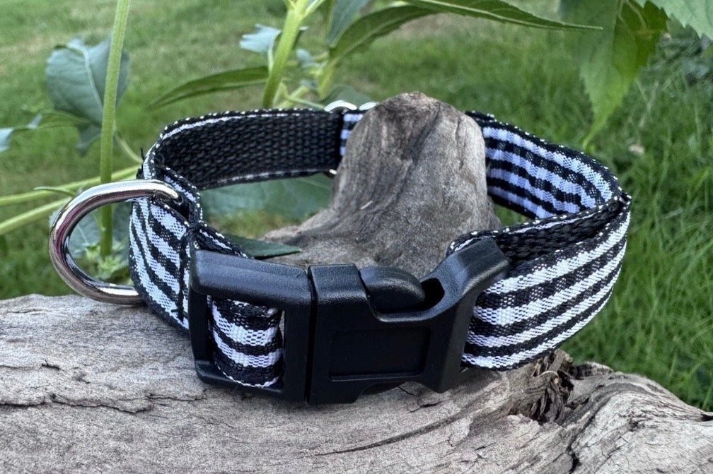 Dog/Cat/Puppy Collar Black Plaid Small Handmade NEW