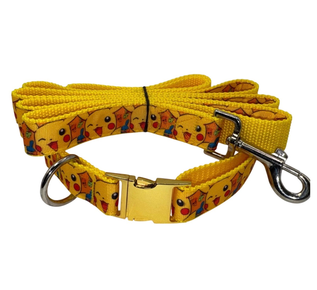 Dog Collar & Leash Yellow Pokemon Game Print Large Handmade Heavy Duty NEW