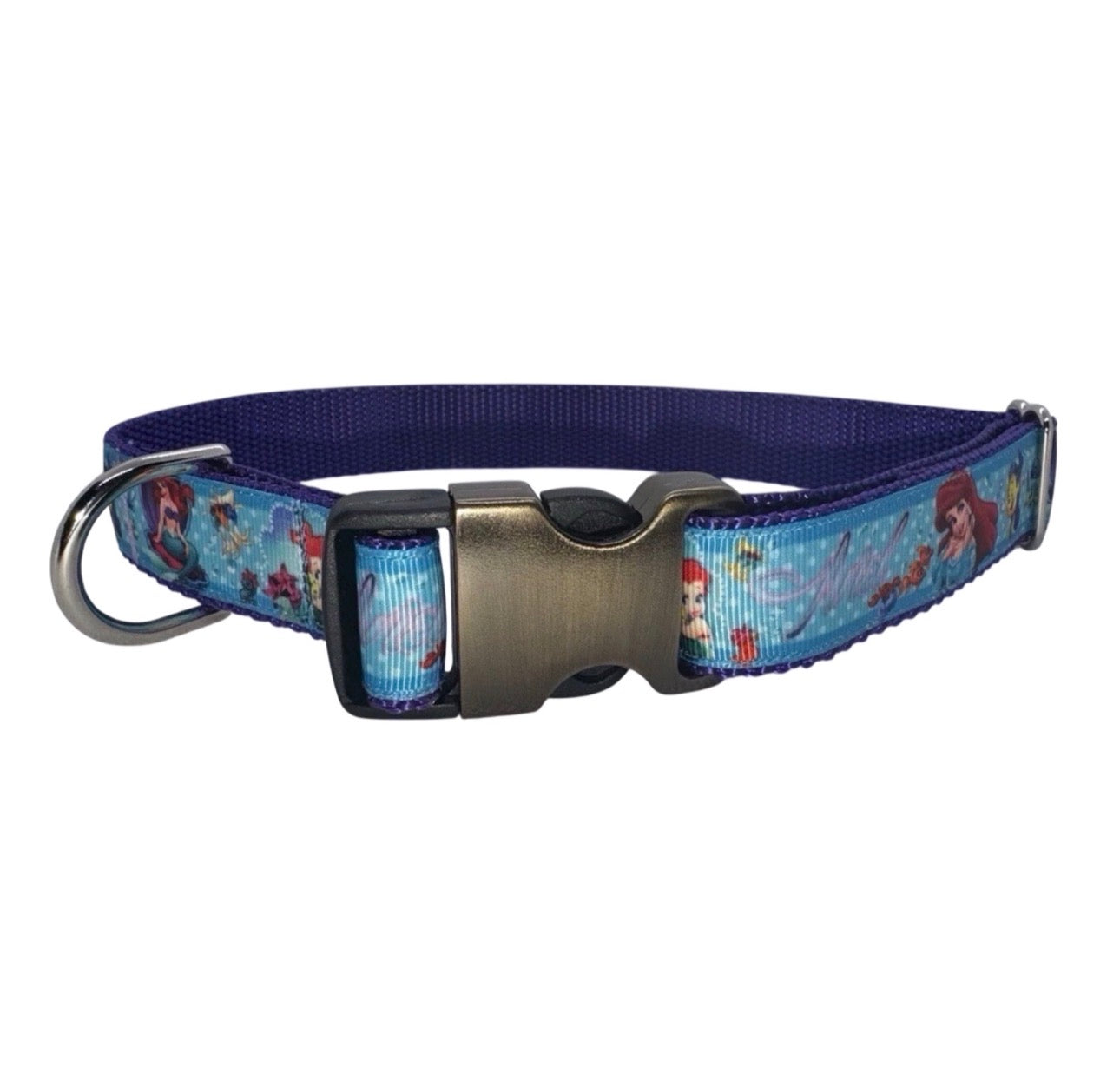 Large Handmade Heavy Duty Dog Collar Ariel The Little Mermaid Disney NEW