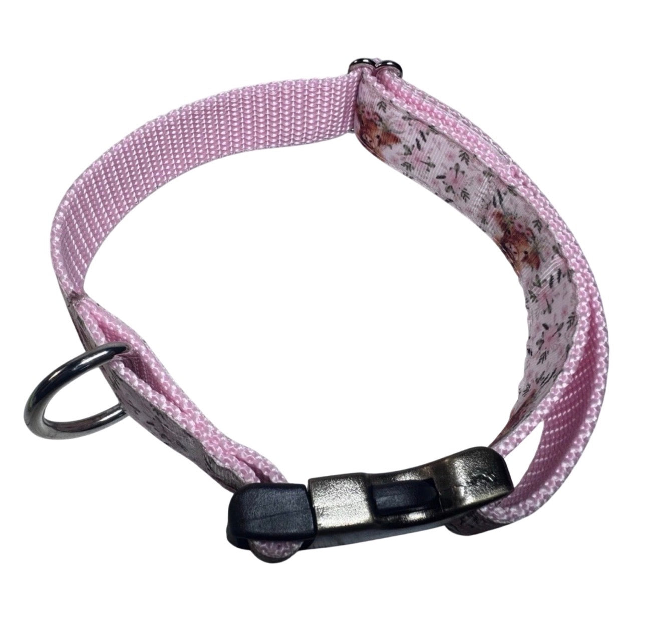 Dog Collar Highland Cow Pink Large Handmade Heavy Duty W/Buckle NEW
