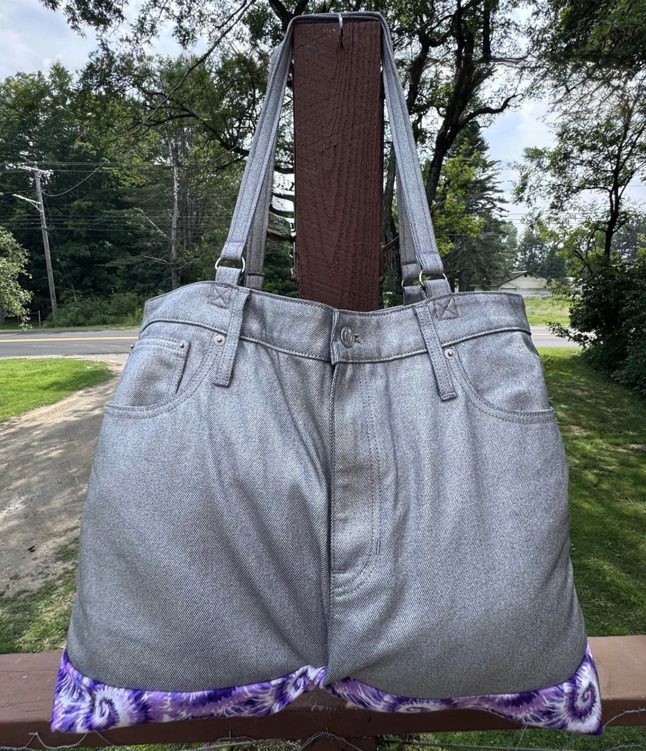 Jeans Handmade Large Repurposed Recycled Jeans Bag Tote For Beach, Groceries, Work, Or Purse