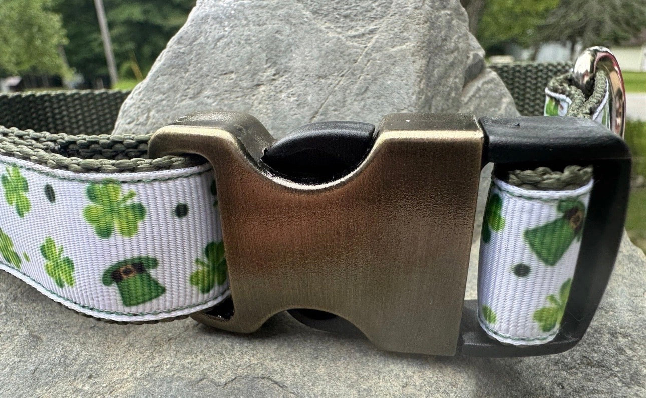 Dog Collar St. Patrick’s Day Green Large Handmade Heavy Duty  NEW