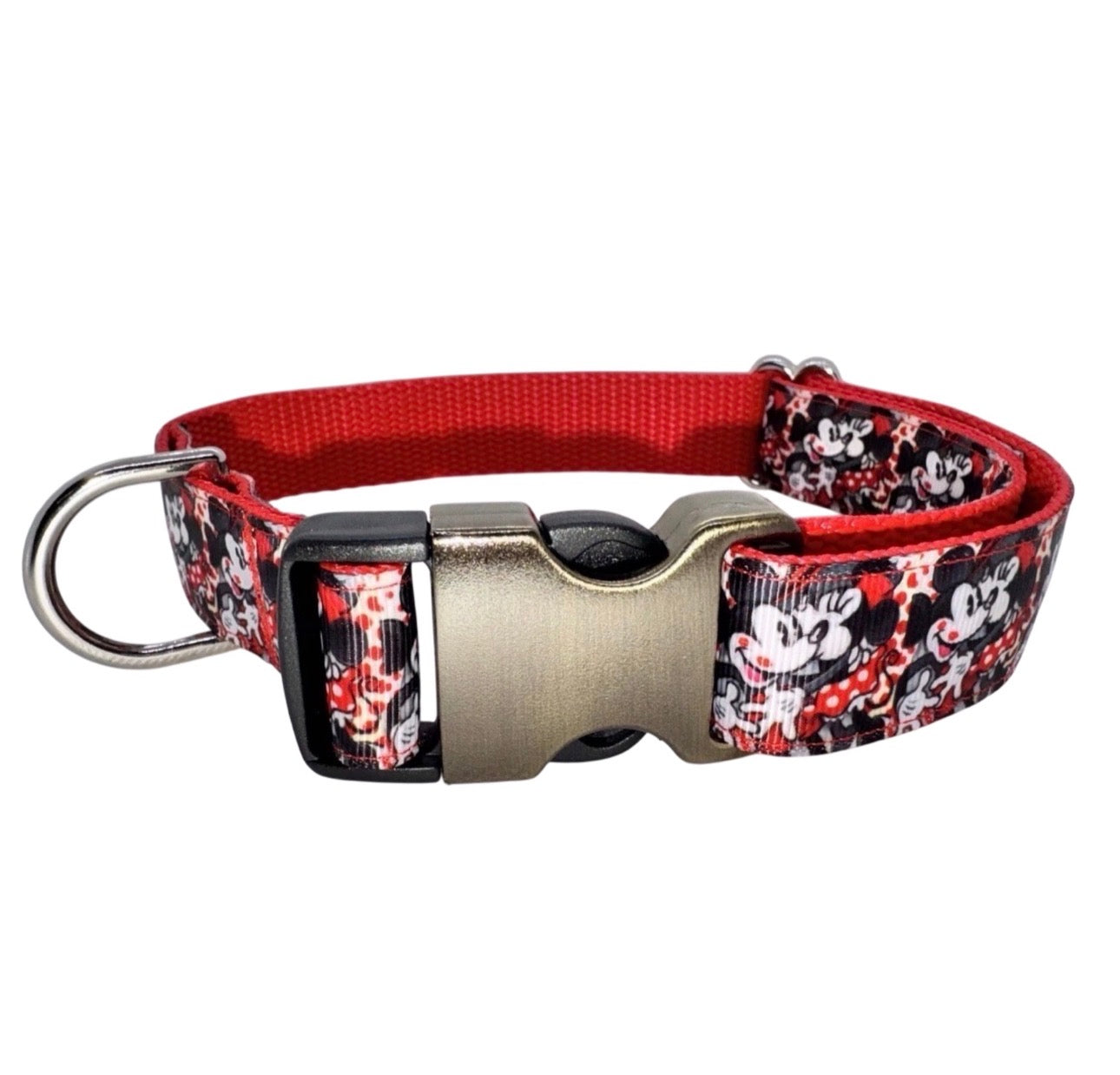 Dog Collar Mickey & Minnie Large Handmade Heavy Duty Valentine’s W/Buckle NEW