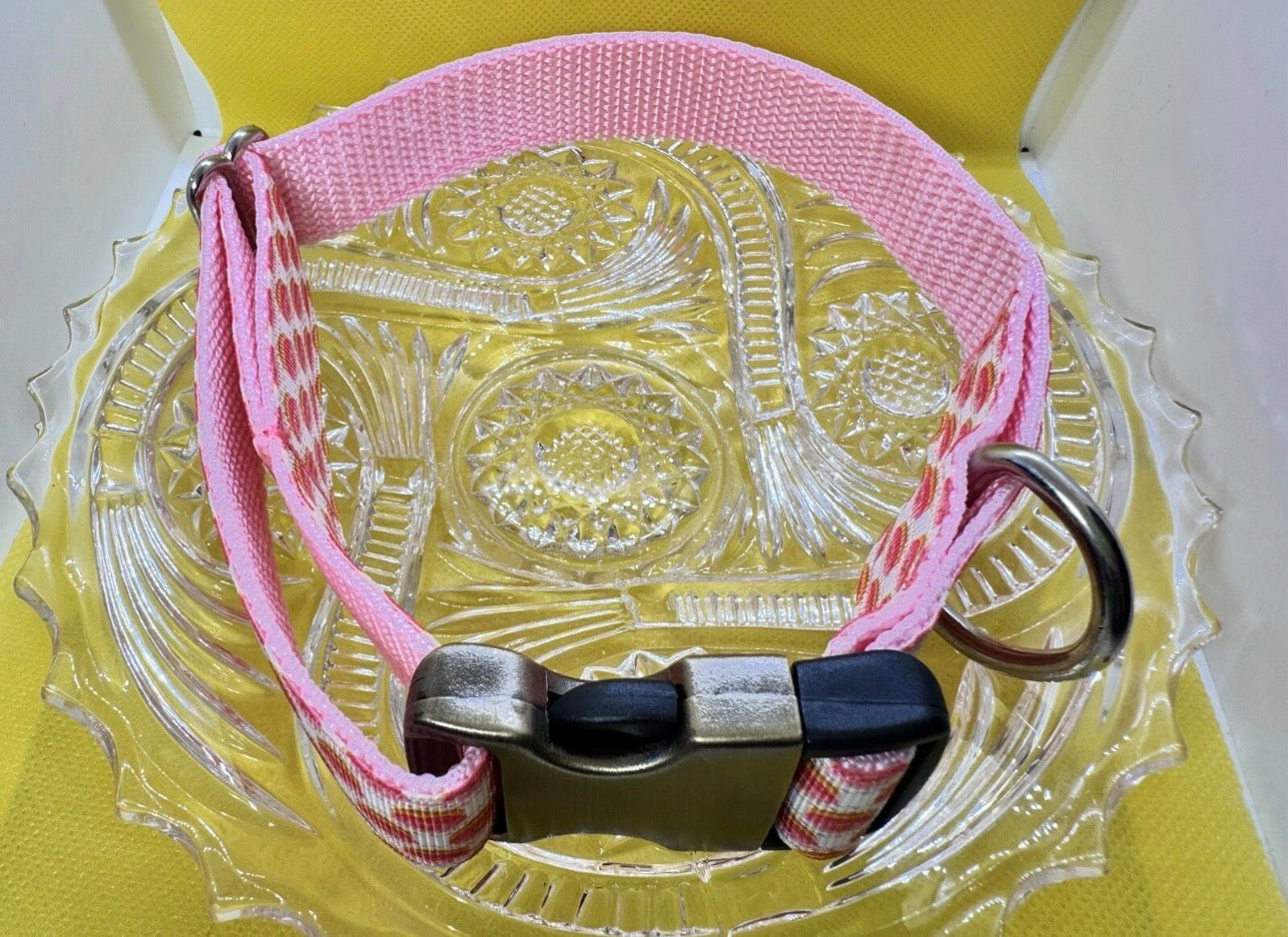 Large Handmade Heavy Duty Dog Collar Pink Frosted Delicious Donuts Print