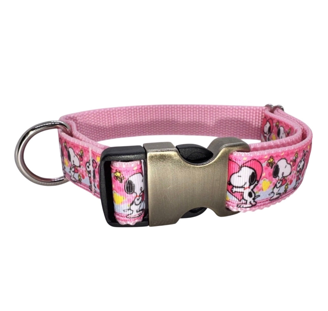 Dog Collar Peanuts Snoopy Valentine’s Large Handmade Heavy Duty  W/Buckle NEW