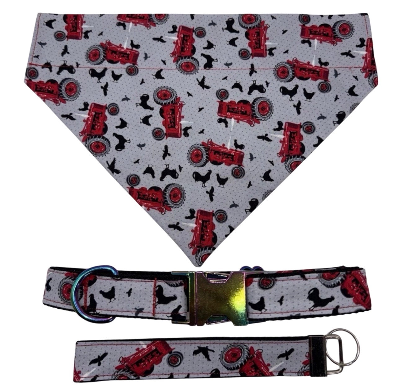 Bandana & Large Dog Collar
Set Farm Tractor Print Black Handmade Heavy Duty NEW