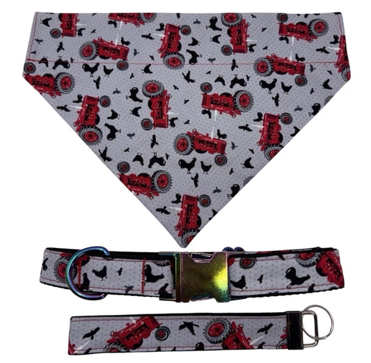 Bandana & Large Dog Collar
Set Farm Tractor Print Black Handmade Heavy Duty NEW