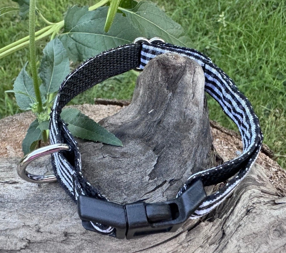 Dog/Cat/Puppy Collar Black Plaid Small Handmade NEW