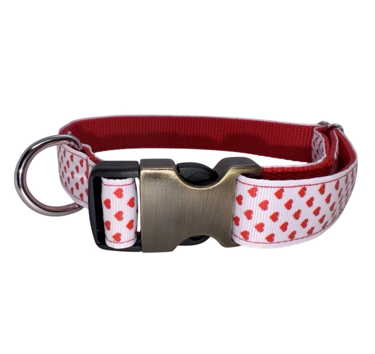 Dog Collar Valentine’s Day Hearts Large Handmade Heavy Duty W/Buckle NEW