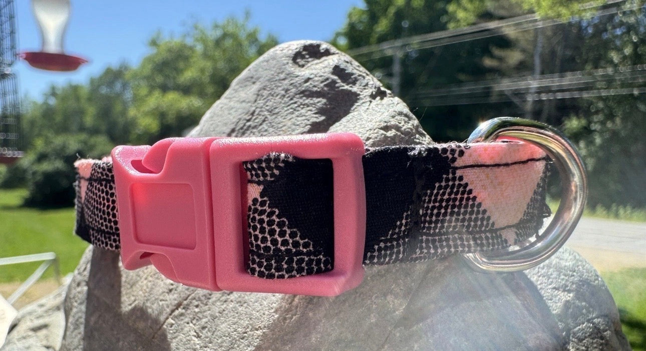 Dog/Cat/Puppy Collar Pink Plaid Small Handmade Heavy Duty NEW