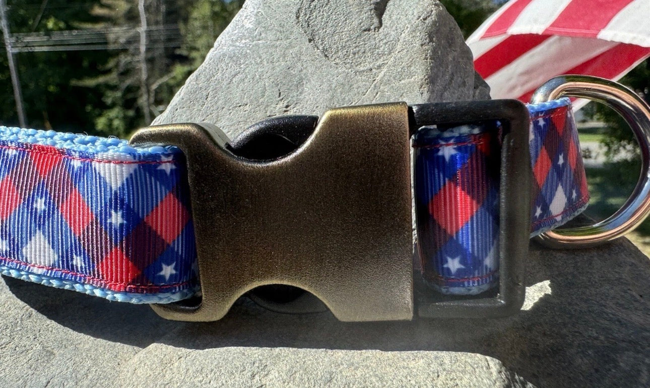 Dog Collar Stars Fourth Of July Patriotic American Flag Large Handmade Heavy NEW