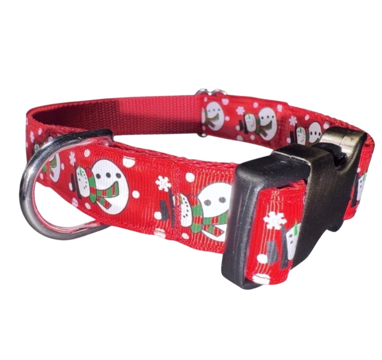 Dog Collar Snowman Christmas Holiday Large Handmade Heavy Duty W/Buckle NEW
